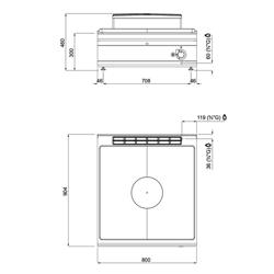 Gas doorkookplaatfornuis - 13kW