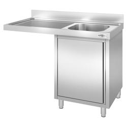 Mueble fregadero con espacio para lavavajillas de acero Inox. - 1,2 m - 1 fregadero a la derecha A 40 x P 40 x A 25 cm 