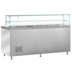 Saladette PREMIUM - 2020mm - 3 deuren - met glazen opzetstuk voor 5x GN 1/1 & 1x GN 2/4 & 1 plank