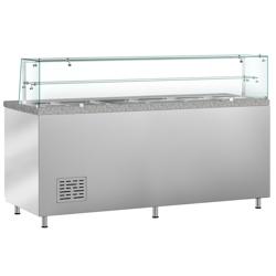 Saladette PREMIUM - 2020mm - 3 deuren - met glazen opzetvitrine voor 5x GN 1/1 & 1x GN 2/4 - granieten werkblad