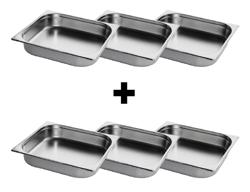 (6 stuks) RVS GN bak 2/3 - Hoogte: 65mm