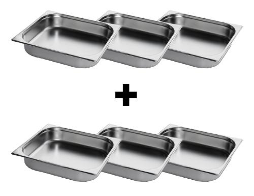 (6 Stück) Edelstahl GN-Behälter 2/3 - Höhe: 65mm