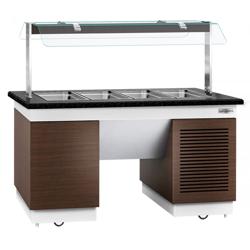 Πάγκος Μπουφέ κρύος DUBLIN - 1600 χλσ. - με Ψυχόμενη Λεκάνη & Ρόδες - για 4x GN 1/1