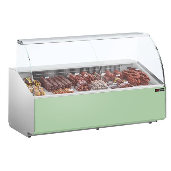 Banco gastronomia professionale - 2506x979mm - 512 L - Vetro dritto - Colore Dunkelgrau - Pannello frontale Hellgrün