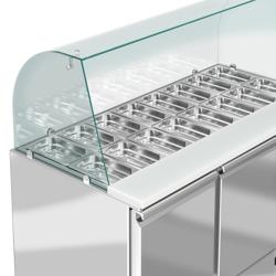 Saladette ECO - 1368mm - 3 Türen - mit hohem Glasaufsatz für 4x GN 1/1