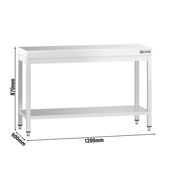 میز کار استیل پریمیوم - 1200*600 میلیمتر - همراه طبقه زیری - بدون لبه
