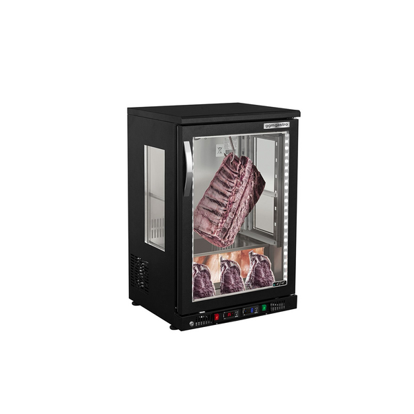 Dry Aging vleesrijpingskast - 590mm - met 1 glazen deur - Zwart