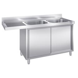 Szafka zlewozmywakowa dla zmywarki do naczyń - 2000x700mm - z 2 zlewami po prawej stronie	
