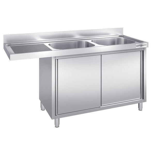 Stol za sudoper sa otvorom za perilicu posuđa - 2000x700 mm - Sa 2 sudopera na desnoj strani 