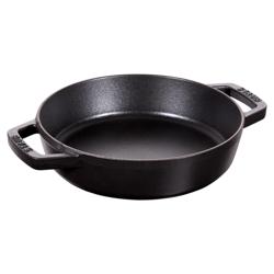 STAUB| Round Enameled Cast Iron Skillet with Twin Side Handles – Ø 20 cm - Black, No Pour Spout