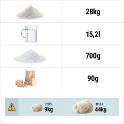 Pétrin à Pâte / Pétrin à spirale - 53 Litres / 44 kg - avec Cuve Fixe - Fonction Minuterie