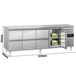 Kühltisch ECO - 2200x700mm - mit 1 Tür & 6 Schubladen