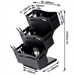 Vassoio portaposate BLACK LINE - con 9 scomparti - acciaio inox verniciato a polvere - Nero