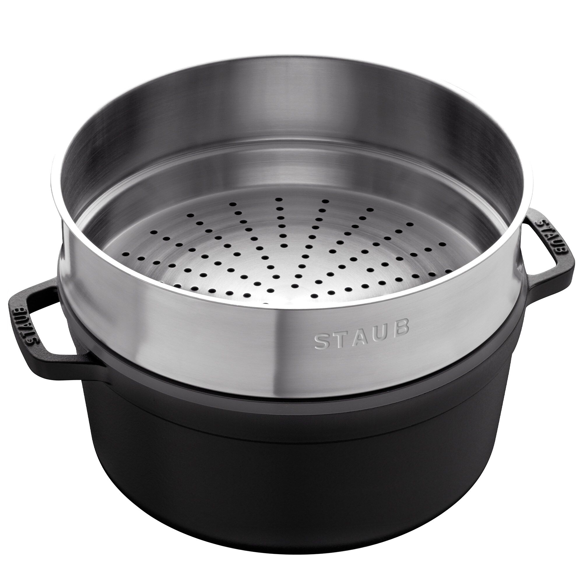 STAUB | LA COCOTTE - Cocotte avec insert vapeur - Ø 240mm - Fonte - Noir	