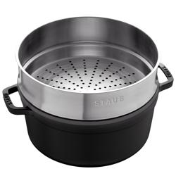 STAUB | LA COCOTTE - Cocotte avec insert vapeur - Ø 260mm - Fonte - Noir	