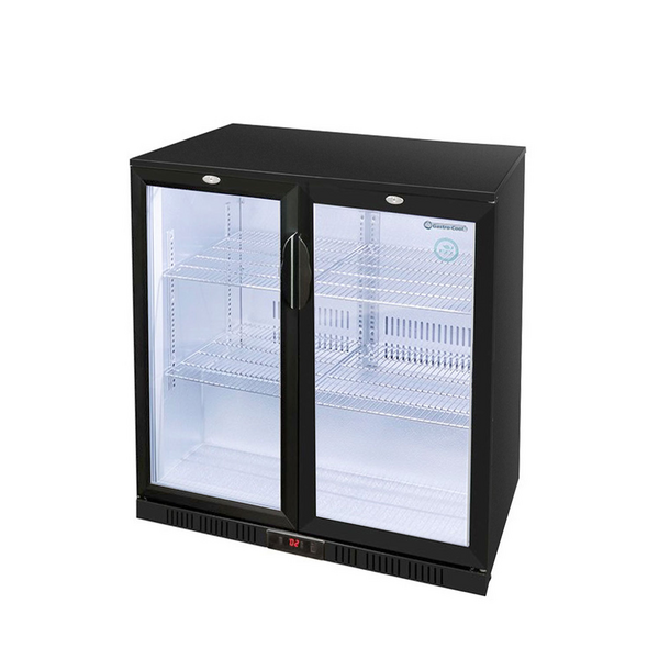 GASTRO-COOL | Frigorífico de bar - 900mm - 200 litros - com 2 portas de vidro - preto