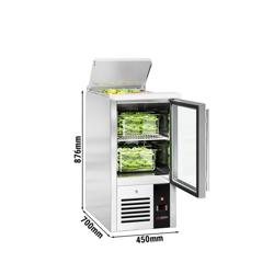 Saladette PREMIUM - 450mm - 1 glazen deur - met RVS deksel voor GN 1/1