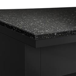 طاولة محاسبة TORONTO - مع إضاءة LED خارجية - 1500x880 mm - واجهة أمامية سوداء - سطح عمل من الجرانيت الأسود - أسود مطفي