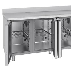 Koelwerkbank PREMIUM - 2360x700mm - 4 deuren, 1 spoelbak rechts & achterwand