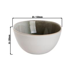 (12 pcs) Dessert Bowl - Nordic - Stoneware - 900ml - round - Ø 150mm - Green/White
