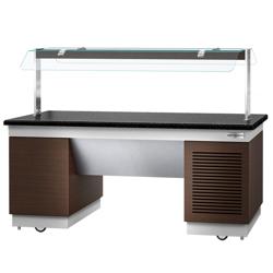 Refrigerated Buffet Display DUBLIN - 2000mm - with Refrigerated Frost Top + Flat Glass Sneeze Guard - on Castors