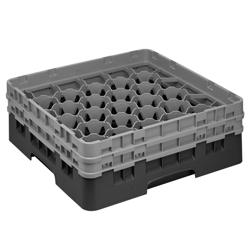 CAMBRO | CAMRACK® - Bardak yıkama sepeti 1/1 - 30 bölmeli - 2 uzatıcılı - 500x500mm - siyah