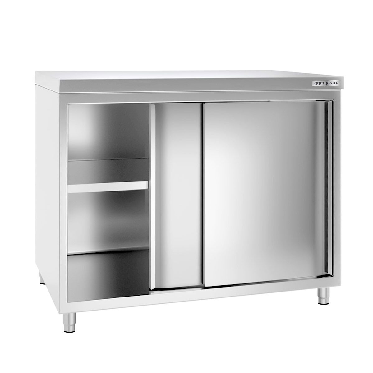 Edelstahl Arbeitsschrank PREMIUM - 1000x600mm - mit Schiebetür ohne Aufkantung