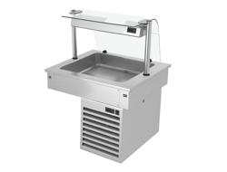 Einbau Kühlwanne - 800mm - +2 bis +8 °C - 2x GN 1/1 - 190 Watt - mit Glas-Hustenschutz