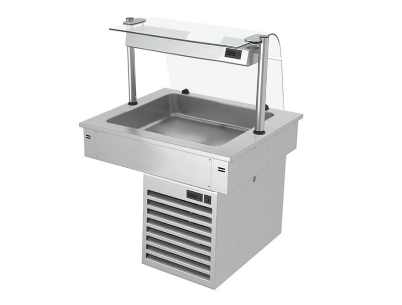 Vitrină frigorifică drop-in - 800 mm - +2/+8 °C - 2 x GN 1/1 - 190 W - cu geam de protecție din sticlă