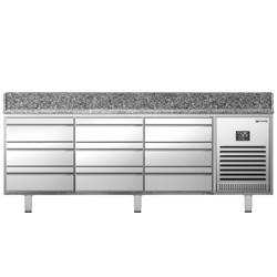 Commercial Pizza Prep Counter - Granite Top PREMIUM PLUS - 1980x700mm - with 0 doors & 9 dough drawers