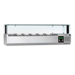 Vetrina Refrigerata Porta Ingredienti / Vetrina Gastronorm PREMIUM con luce LED - 1500x395mm - 6x GN 1/3 - vetri dritti