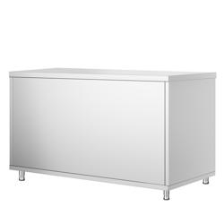 Tavolo armadiato in acciaio inox PREMIUM - 1400x800mm - con 2 porte scorrevoli