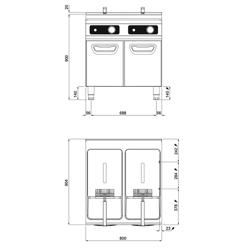 Kaksiosainen sähkökäyttöinen rasvakeitin - 2 x 22 l - 44,0 kW - digitaalinen ohjaus - sis. alarungon - 400 V