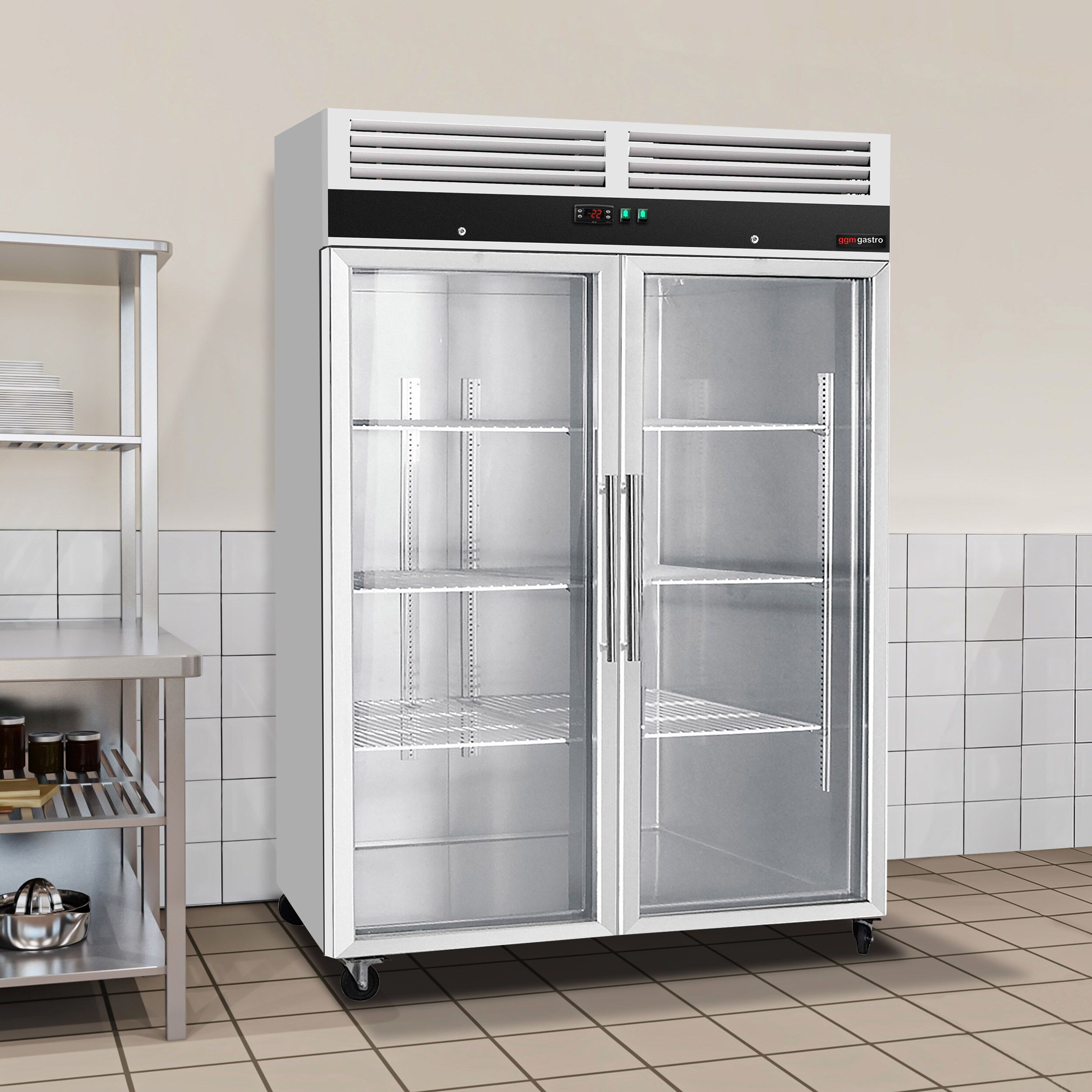 Armoire réfrigérée négative en acier inoxydable inox ECO – 1200 litres – avec 2 portes vitrées