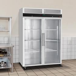 Vrieskast RVS ECO - GN 1/1 - 1480mm - 1200liter - tot -18°C - met 2 glasdeuren - geforceerde koeling & automatische ontdooiing & slot