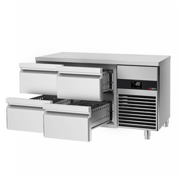 Koelwerkbank PREMIUM - 1400x700mm - met 4 laden - incl. snijplank groen