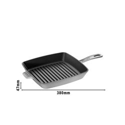 STAUB | Pure Grill Square Cast Iron Grill Pan – 26x26 cm - Graphite Grey - American Grill