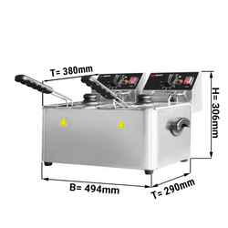 Freidora eléctrica - 4+4 litros
