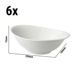 (6 adet) Tatlı / Salata Kasesi - Porselen - White Delight - 700ml - oval - 250x160mm - Beyaz