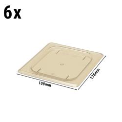 (6 pieces) CAMBRO | H-PAN Gastronorm GN 1/6 Flat Lid – Amber – Heat-Resistant to 99°C – 9mm