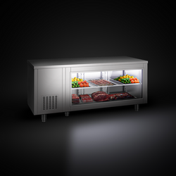 Gekoelde tafel - 1800x700mm - 3 deuren aan de achterkant - met glazen voorkant