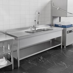 Lavello PREMIUM - 1800x600mm - con ripiano di fondo - con 2 vasche