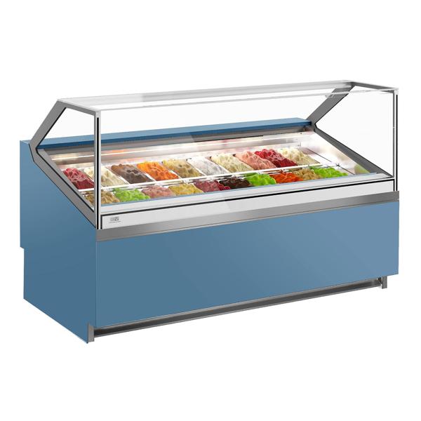 Vitrine à glace IVY – 1919 mm – refroidissement ventilé – pour 20 bacs à glace de 5 litres – Bleu