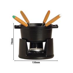 STAUB | Mini Cast Iron Fondue Set – Ø 10 cm - Black - 4 Forks, Warmer (Electric)