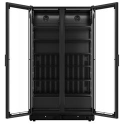 Commercial Upright Glass Door Display Fridge - 1200mm - 760 Litres - with 2 hinged glass doors - LED lighting - Temperature range 1 to 10 °C - Black