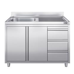 Szafka pod zlewozmywak  - 1200x600 mm - z 3 szufladami & 1 zlewem po lewej stronie