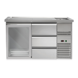 Pivski štand Premium PLUS - 1550x700 mm - 1 staklena vrata & 3 ladice 