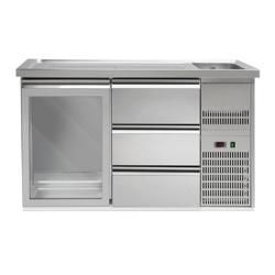 Barkoelkast PREMIUM PLUS - 1550x700mm - 1 glazen deur & 3 laden