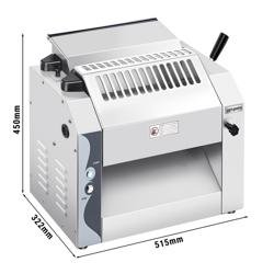 Laminadora de massa - de bancada - para pizza Ø250mm; massa fresca 250mm - espessura da massa 0 a 10mm - Ø60x250mm - 270W - Aço inoxidável