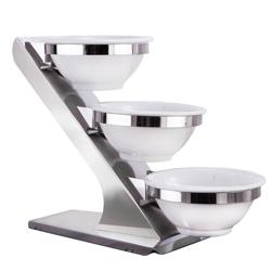 Etagere / Buffet Stand - Stainless steel frame - Chrome - Ø280mm - incl. 3 Melamine bowls Ø280mm